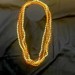 Elegant Amber and Cream Beaded Necklace